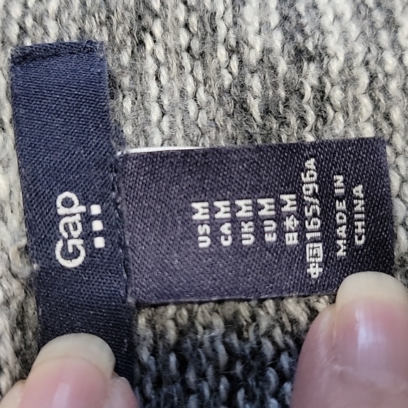 Gap Size M Gray White Black Marled Button Front Cardigan Sweater with Pockets - Picture 12 of 13